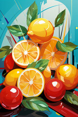 Wall Mural - Poster of lemons, cocktails with lemons, mint. AI generative