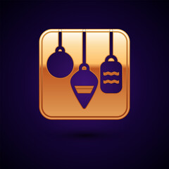 Poster - Gold Christmas lights icon isolated on black background. Merry Christmas and Happy New Year. Vector