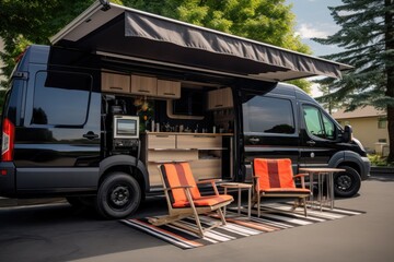 Wall Mural - van conversion with outdoor awning and chairs