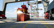 © xy - Crane unloading container in the port