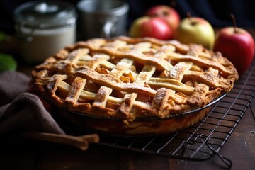 Poster - freshly baked apple pie cooling on wire rack