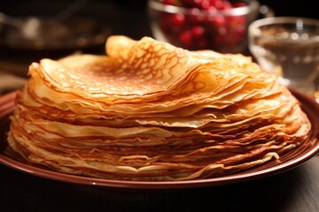 Wall Mural - stack of freshly cooked crepes on a plate