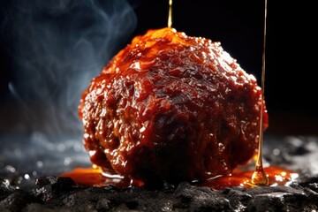 Poster - close-up of a perfectly cooked meatball