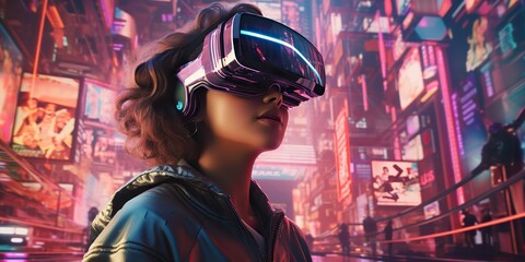 AI Generated. AI Generative. VR Virtual Reality headset glasses mask. Future innovation technology. Graphic Art