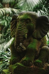 Wall Mural - Sculpture of an elephant in Ubud Monkey Forest, Bali.