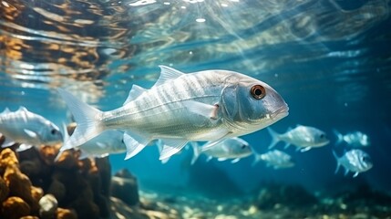 Wall Mural - Ocian white fish, The Red Sea's undersea ecosystem