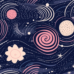 Wall Mural - Seamless Colorful Galaxy Pattern.

Seamless pattern of Galaxy in colorful style. Add color to your digital project with our pattern!