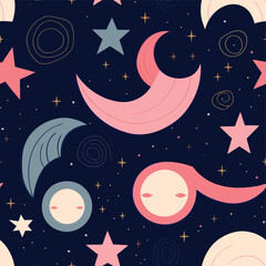 Wall Mural - Seamless Colorful Galaxy Pattern.

Seamless pattern of Galaxy in colorful style. Add color to your digital project with our pattern!