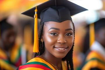 Wall Mural - Young African Woman Reflecting on Graduation Day