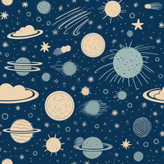 Wall Mural - Seamless Colorful Galaxy Pattern.

Seamless pattern of Galaxy in colorful style. Add color to your digital project with our pattern!