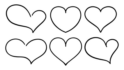 Set of Hand Drawn Beautiful Heart Shapes Vector - Comic Style Heart Shapes
