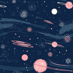 Wall Mural - Seamless Colorful Galaxy Pattern.

Seamless pattern of Galaxy in colorful style. Add color to your digital project with our pattern!