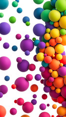 Wall Mural - Colorful matte soft balls in different sizes isolated on transparent background. Abstract composition with many colorful random flying spheres. PNG file