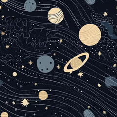 Wall Mural - Seamless Colorful Galaxy Pattern.

Seamless pattern of Galaxy in colorful style. Add color to your digital project with our pattern!