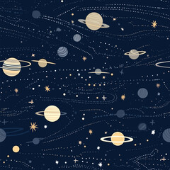 Wall Mural - Seamless Colorful Galaxy Pattern.

Seamless pattern of Galaxy in colorful style. Add color to your digital project with our pattern!