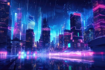 Wall Mural - Futuristic Cityscape immersed in advanced Technology Generative Ai