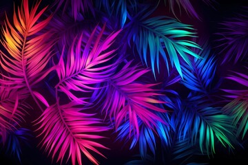 Wall Mural - Neon jungle background