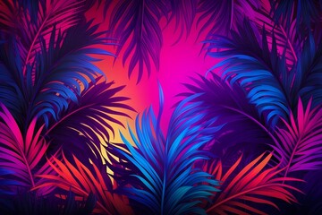 Wall Mural - Neon jungle background