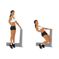 Wall Mural - Woman doing sissy squat exercise. Flat vector illustration isolated on white background