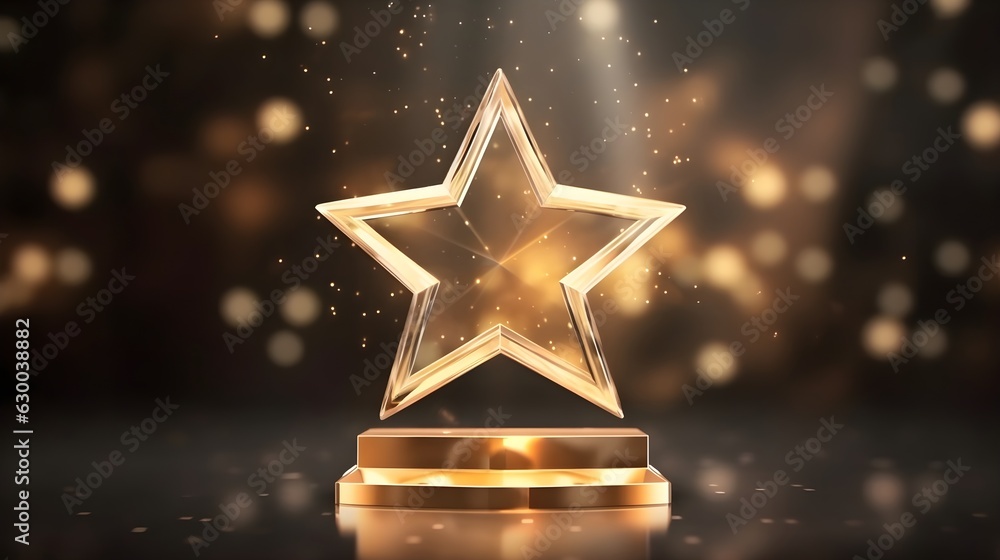 Award ceremony background and 3d gold luxury star element on the podium ...