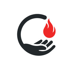 hand fire energy power logo icon
