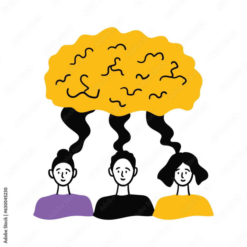 Cartoon Color Teamwork Brainstorm Concept with Characters People Flat ...