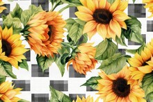 Sunflowers On A Checkered Tablecloth