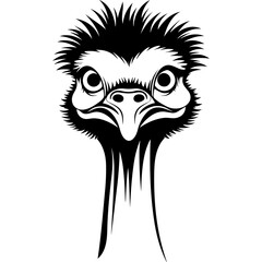 Poster - Ostrich head black silhouette vector