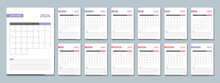 2024 Calendar Template. Corporate And Business Planner Diary. The Week Starts On Monday. Set Of 12 Months 2024 Pages.