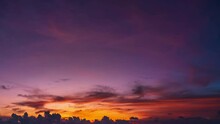 4K Time Lapse Of Majestic Sunset Or Sunrise Landscape Amazing Light Of Nature Cloudscape Sky And Clouds Moving Away Rolling Colorful Dark Sunset Clouds Footage Timelapse.Nature Environment Background