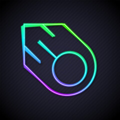 Wall Mural - glowing neon line comet falling down fast icon isolated on black background. vector