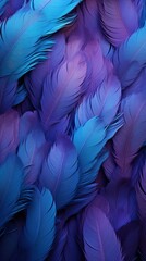 Wall Mural - Abstract Feather Pattern Texture,  Cool Colours. Generative AI