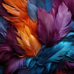 Wall Mural - Abstract Feather Pattern Texture,  Cool Colours. Generative AI