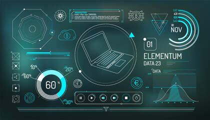 Wall Mural - set of infographic elements about financial technology and cryptocurrencies.