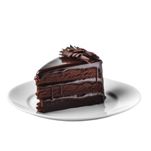 A Piece Of Delicious Chocolate Cake On A Plate Isolated On A Transparent Background