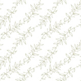 Fototapeta Sypialnia - Leaves seamless pattern for textile design. Floral branch hand drawn vector background