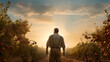 © Yuriy Maslov - image of male farmer on apple field, Generative AI