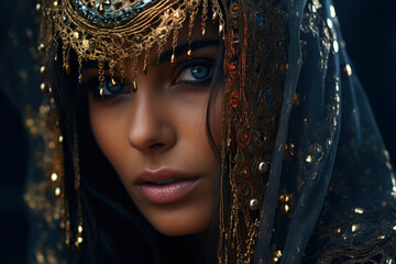 girl in a beautiful Egyptian cape generative ai