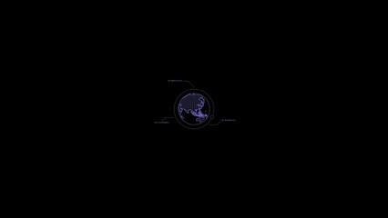 Canvas Print - hud element rotating globe with coordinate callouts