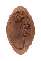 Wall Mural - wooden roses in a frame isolated on white background