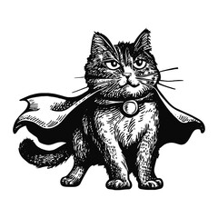 Wall Mural - funny cat wearing a superhero cape illustration