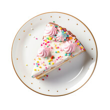 Delicious Slice Of Birthday Cake Isolated On A Transparent Background