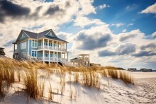 In Destin, Florida, You Will Find Stunning White Sand Dunes Adorned With Grasses, Stretching Out In Front Of Charming Three Story Beach Houses. These Houses Boast Beautiful Facades, Featuring