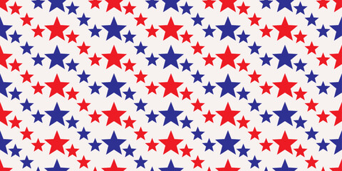 Poster - Stars pattern. 4th July seamless pattern. American patriotic print. Design for textile, fabric, clothing, curtain, rug, batik, ornament, background, wrapping.