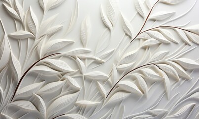 white paint texture with a pattern of grass and leaves, background for wallpaper and cards