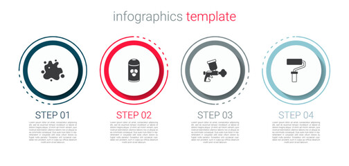 Poster - Set Paint spray, can, gun and roller brush. Business infographic template. Vector