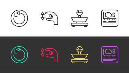 Sticker - Set line Radius, Approximate measurements, Scales and Area on black and white. Vector