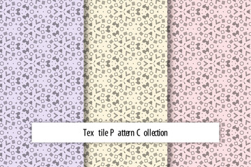 Aufkleber - Hand drawn geometric simple seamless pattern set, Abstract minimalist random textile symbol pattern, Collection of swatches seamless pattern vector background