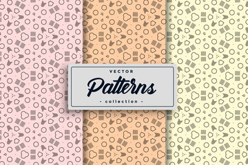 Aufkleber - Hand-Drawn Geometric Simple Seamless Pattern Set collection of elegant patterns with clean lines and effortless continuity