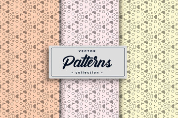 Aufkleber - Hand-Drawn Geometric Simple Seamless Pattern Set collection of elegant patterns with clean lines and effortless continuity